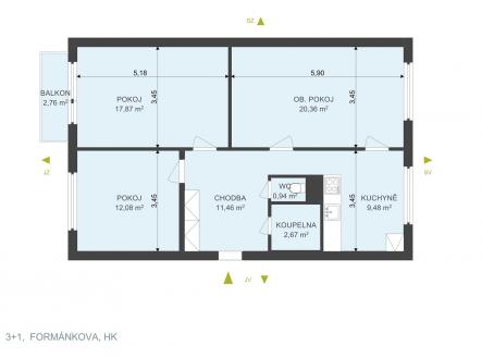 . | Pronájem bytu, 3+1, 80 m²