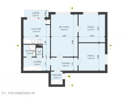 . | Pronájem bytu, 3+1, 79 m²