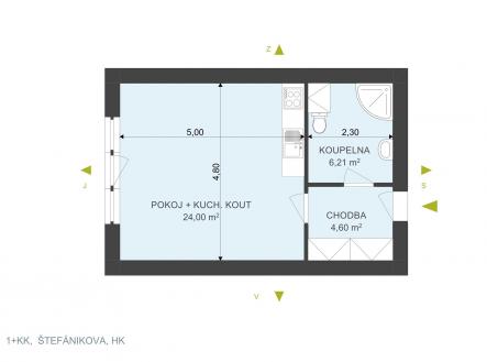 . | Pronájem bytu, 1+kk, 36 m²