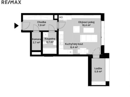planek-bytu.png | Pronájem bytu, 1+kk, 53 m²