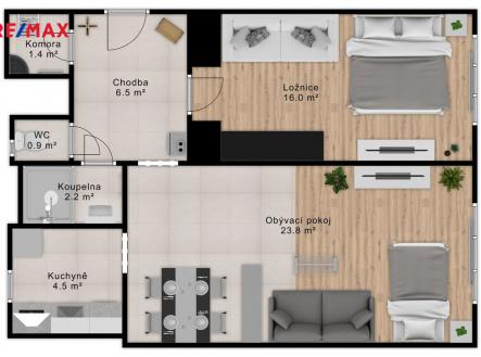Prodej bytu, 2+1, 58 m²