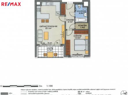 Půdorys bytové jednotky | Prodej bytu, 2+kk, 55 m²