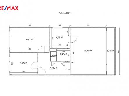 půdorys | Pronájem bytu, 3+1, 70 m²