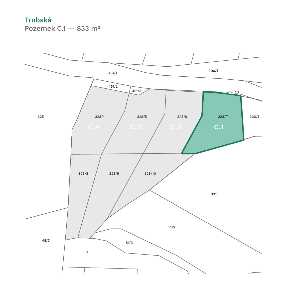 Prodej pozemku vč. inženýrských sítí, 833 m², Trubská, U dibřího potoka, Beroun