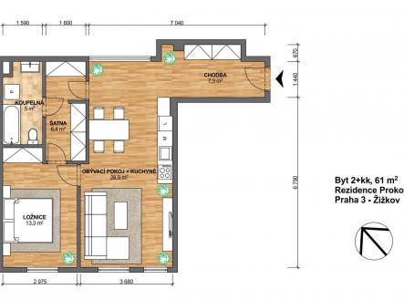 Pronájem bytu, 2+kk, 60 m²