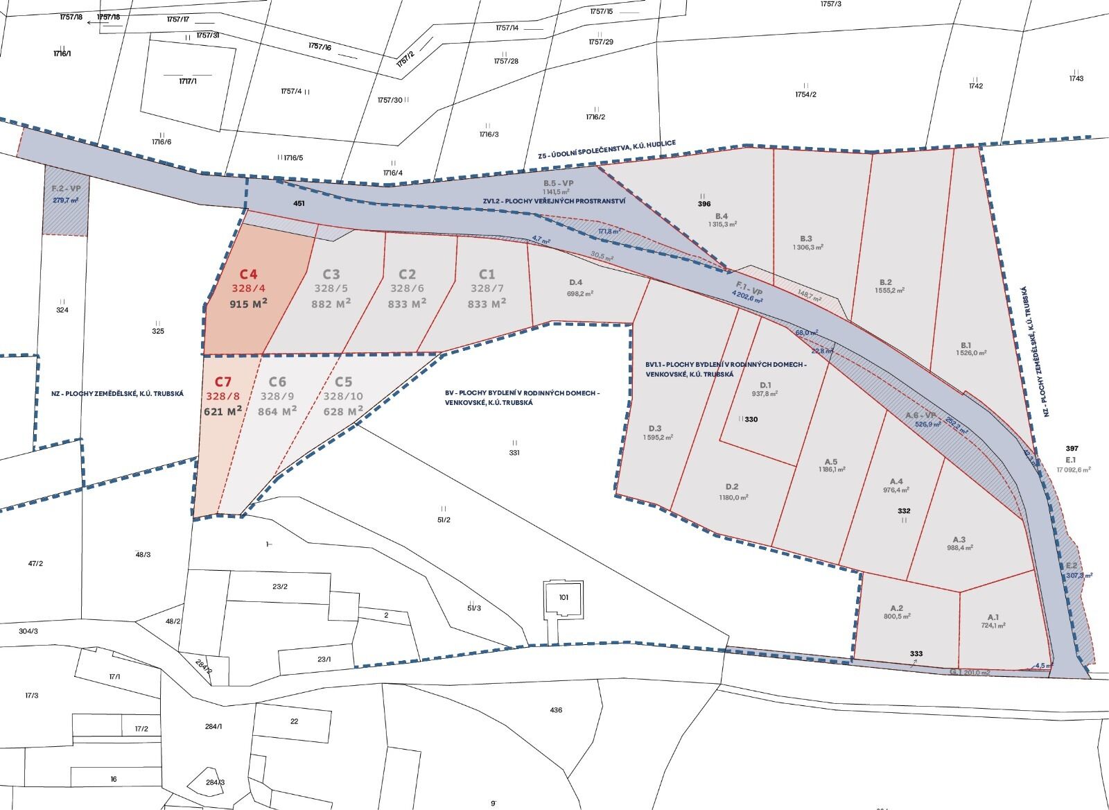 Prodej pozemku, 1536 m², Trubská, U dibřího potoka, Beroun