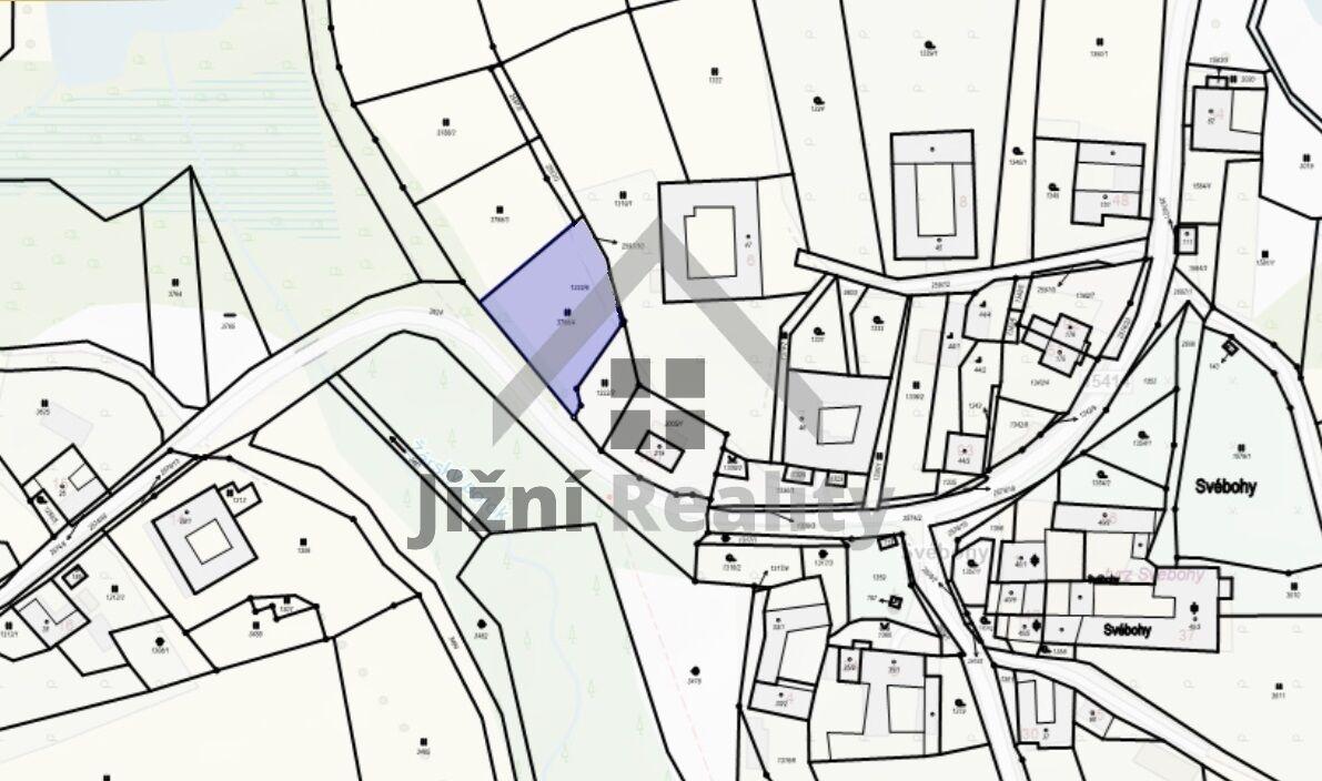 Stavební parcela o výměře 1.350 m2, Svébohy, Horní Stropnice