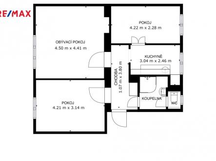 Půdorys | Prodej bytu, 3+1, 58 m²