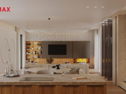 Vizualizace - pohled z kuchyně | Prodej - dům/vila, 510 m²