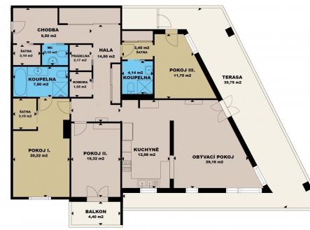 plánek bytu s výměrami | Prodej bytu, 4+1, 139 m²