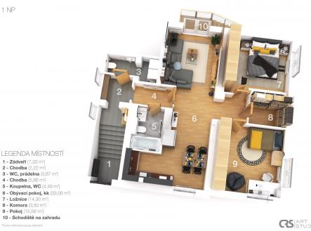 půdorys bytu 3+kk, Uhříněves | Prodej - dům/vila, 267 m²
