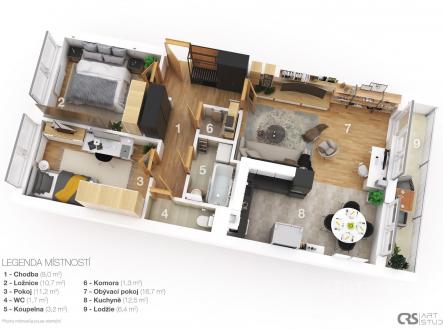 . | Pronájem bytu, 3+1, 64 m²