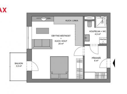 Pronájem bytu, 1+kk, 42 m²