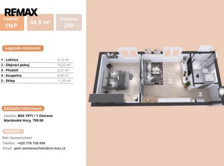 Petr Sonnenschein | +420 778 750 999 | REMAX Centrum | Pronájem bytu, 2+kk, 44 m²