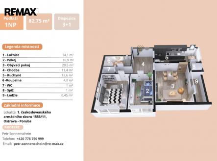 Petr Sonnenschein|+420 778 750 999 | petr.sonnenschein@re-max.cz|byt 3+1 | Pronájem bytu, 3+1, 84 m²
