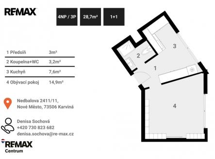 Byt 1+1| Denisa Sochová | +420 730 823 682 | denisa.sochova@re-max.cz | Prodej bytu, 1+1, 30 m²