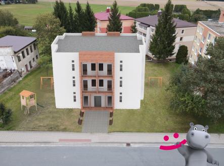 3D vizualizace Štíty_photo_final_činžák houpačky_var3 | Prodej - pozemek pro bydlení, 1 528 m²