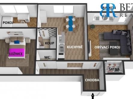 3D | Prodej bytu, 3+1, 63 m²