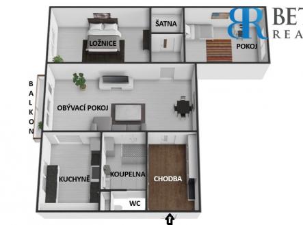 3D tit POPIS | Prodej bytu, 3+1, 74 m²