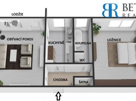 3D POPIS | Prodej bytu, 2+1, 50 m²
