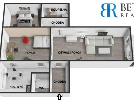 3D popis | Prodej bytu, 3+1, 78 m²