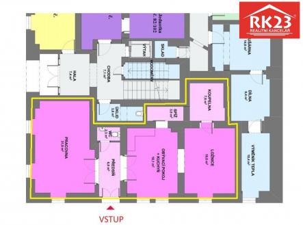 1.NP - půdorys | Prodej bytu, 3+kk, 87 m²