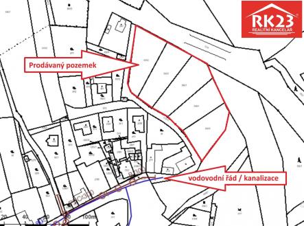 Mapa voda a kanalizace | Prodej - pozemek pro bydlení, 6 347 m²