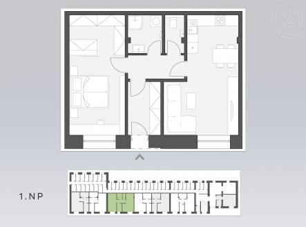 . | Prodej bytu, 2+kk, 61 m²