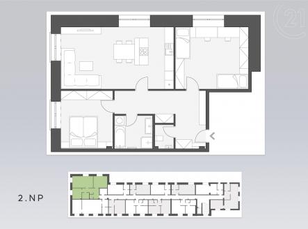 . | Prodej bytu, 3+kk, 91 m²