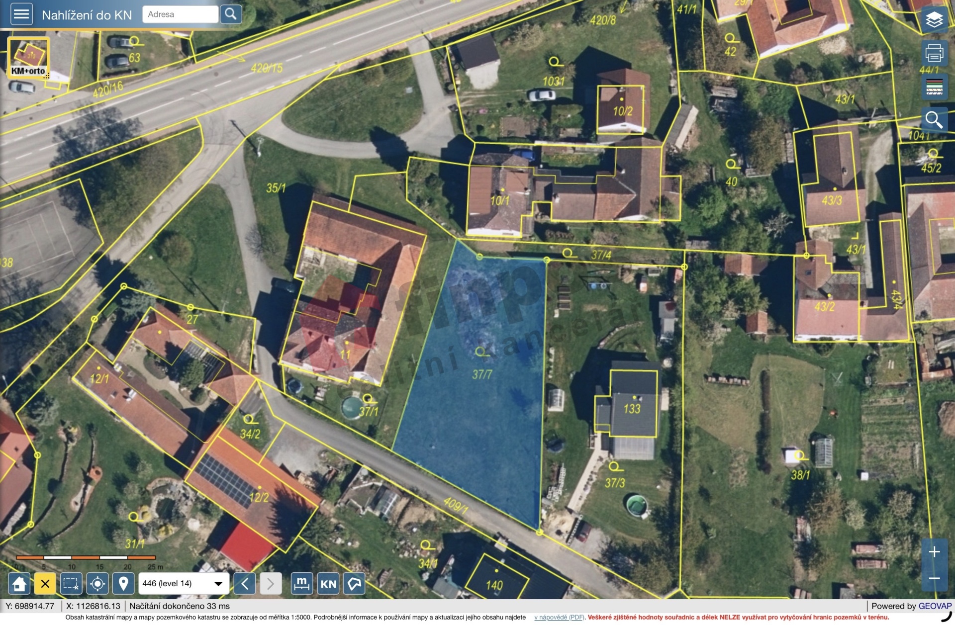 Prodej stavebního pozemku v Ondřejově u Pelhřimova