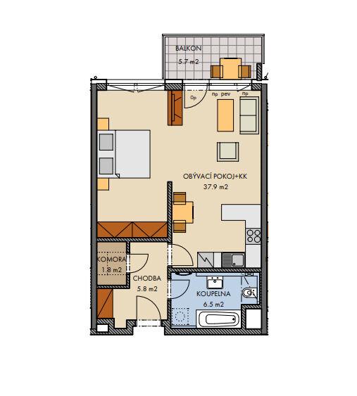 2+kk 54 m2 + balkon a gar.stání, Praha 10 Dolní Měchíolupy