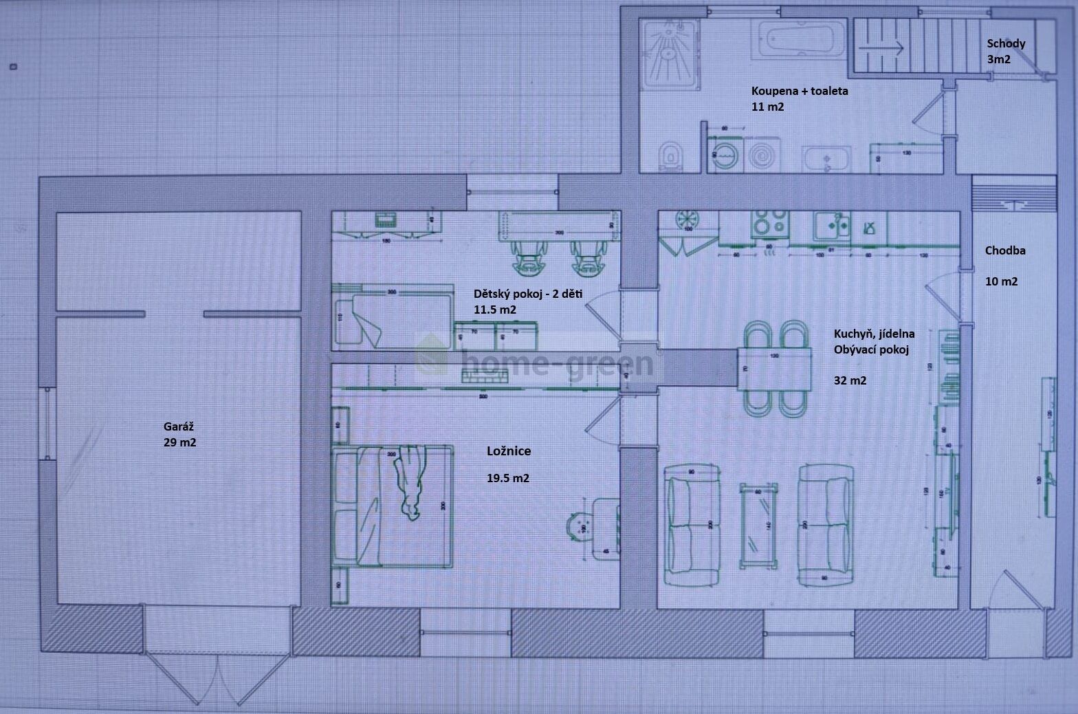 Návrh - 2. Nadzemní podlaží 3+KK