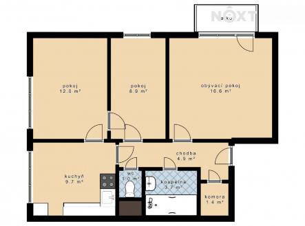 Prodej bytu, 3+1, 58 m²