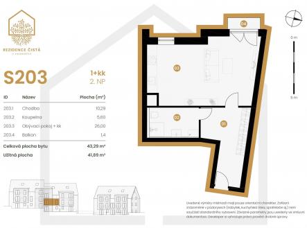 Prodej bytu, 1+kk, 43 m²