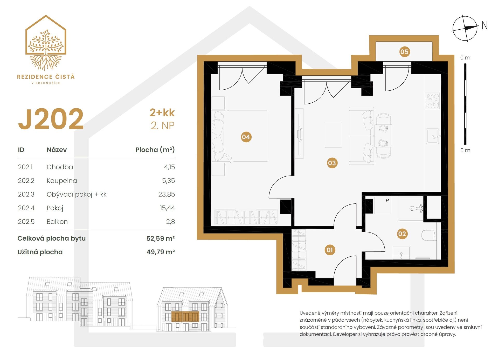 Apartmán s balkonem, 2+kk 52,6 m2 v atraktivní lokalitě Černý Důl v Krkonoších