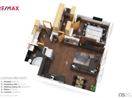 3d-layout-jecna.jpg | Prodej bytu, 2+kk, 58 m²