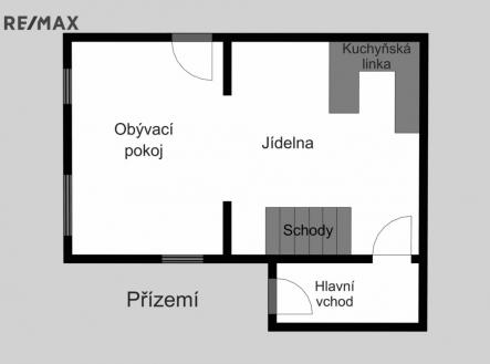 Půdorys - přízemí chaty | Prodej - chata/rekreační objekt, 57 m²