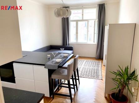 Obývací pokoj s kuchyňskou linkou | Pronájem bytu, 1+kk, 30 m²