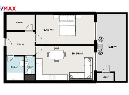 jinocany-planek.jpg | Prodej bytu, 2+kk, 53 m²