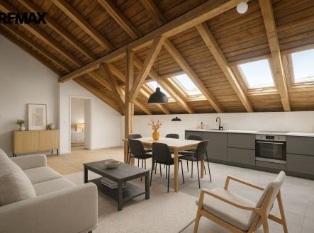 Vizualizace půdního bytu | Prodej - nájemní dům, 1 020 m²