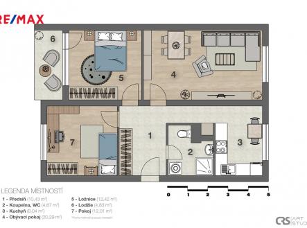 Půdorys nemovitosti | Prodej bytu, 3+1, 67 m²