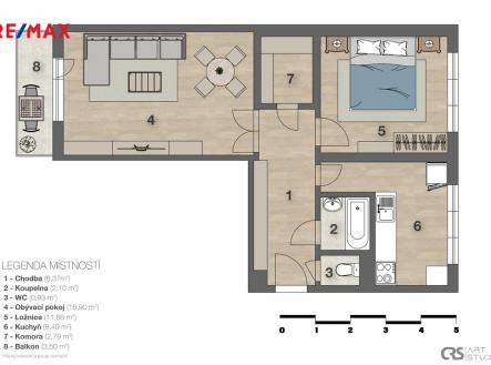 2d-layout-graficky.jpg | Prodej bytu, 2+1, 59 m²