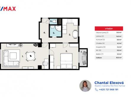 pudorys-praha.png | Prodej bytu, 2+1, 54 m²