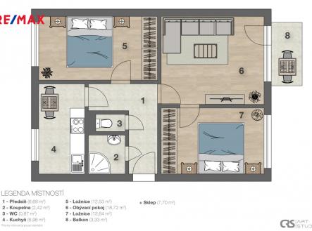Půdorys nemovitosti | Prodej bytu, 3+1, 72 m²