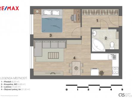 2d-layout-graficky.jpeg | Pronájem bytu, 2+kk, 44 m²