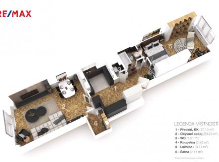 3D půdorys | Prodej bytu, 2+1, 67 m²