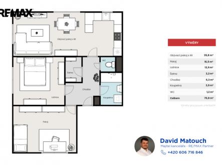 260223-byt-cesky-brod-pudorys.png | Prodej bytu, 3+kk, 71 m²