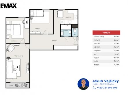 pudorys.png | Prodej bytu, 3+1, 78 m²