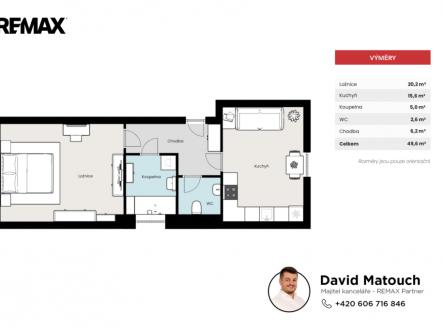 260503-byt-druzstevni-praha-pudorys.png | Pronájem bytu, 2+kk, 50 m²