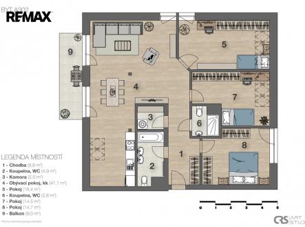2d-layout-graficky-a302.jpg | Prodej bytu, 4+kk, 122 m²